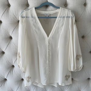 Joie embroidered blouse 100% silk
